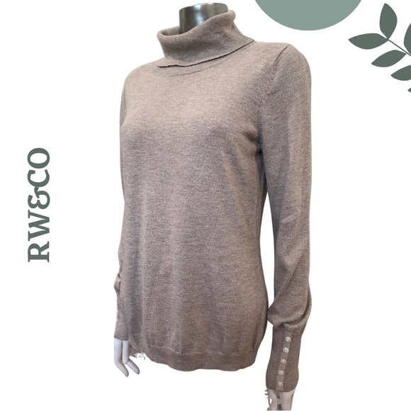🛍️3/$40 RW&CO Women’s Knit Sweater | Roll Neck | Long Sleeve | Button Cuff Large - Picture 3 of 7